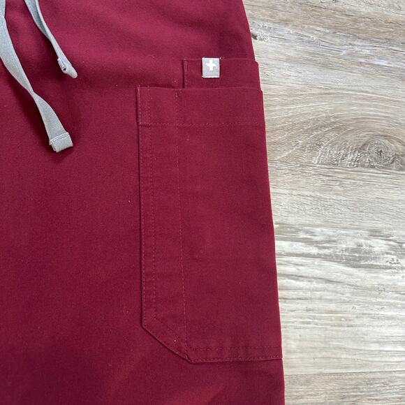 FIGS XS Technical Collection Scrub Pants Burgundy Straight Leg Uniform - Picture 3 of 7